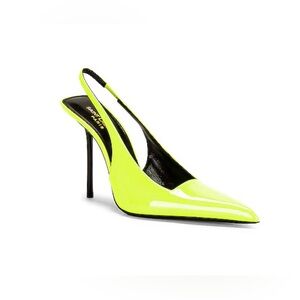COPY - Saint Laurent Kiss 105 Leather Slingback Highlighter Yellow Pumps